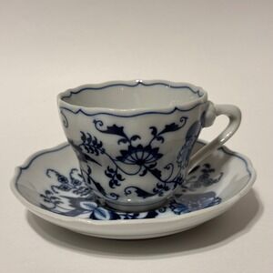 Blue Danube China Demitasse Cup and Saucer Set Blue Onion Pattern No 99183